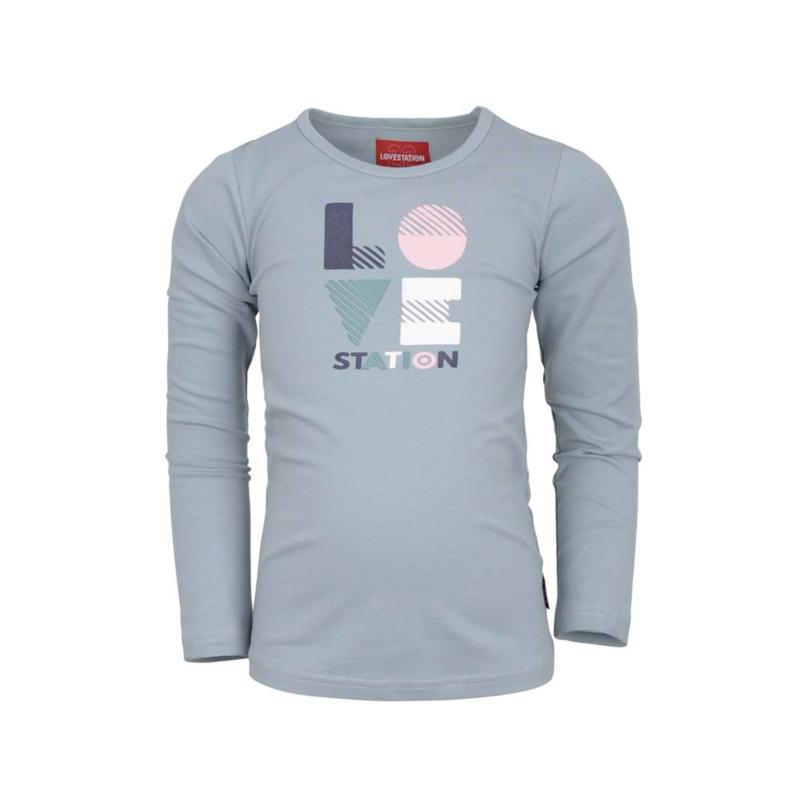 Lovestation22-Meisjes Shirt  Longsleeve Rozemarijn-Licht Blauw