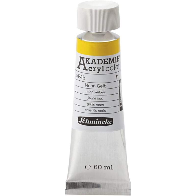 Acryl color-neon yellow (845), semi-opaque, 60ml-Schmincke AKADEMIE