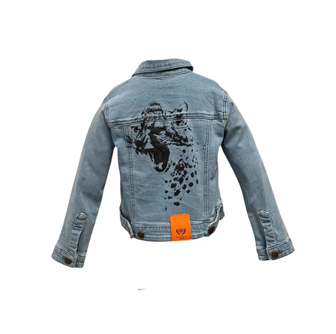 Dutch Dream Denim-Meisjes jas jeans met panter print Simba-Blauw