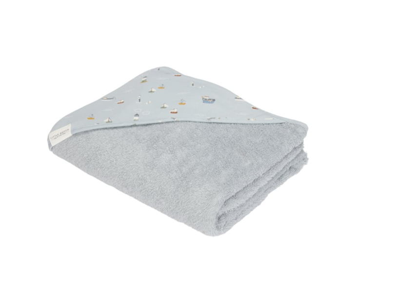 Little Dutch-Handdoek met capuchon Sailors Bay-75x75 cm -Blauw