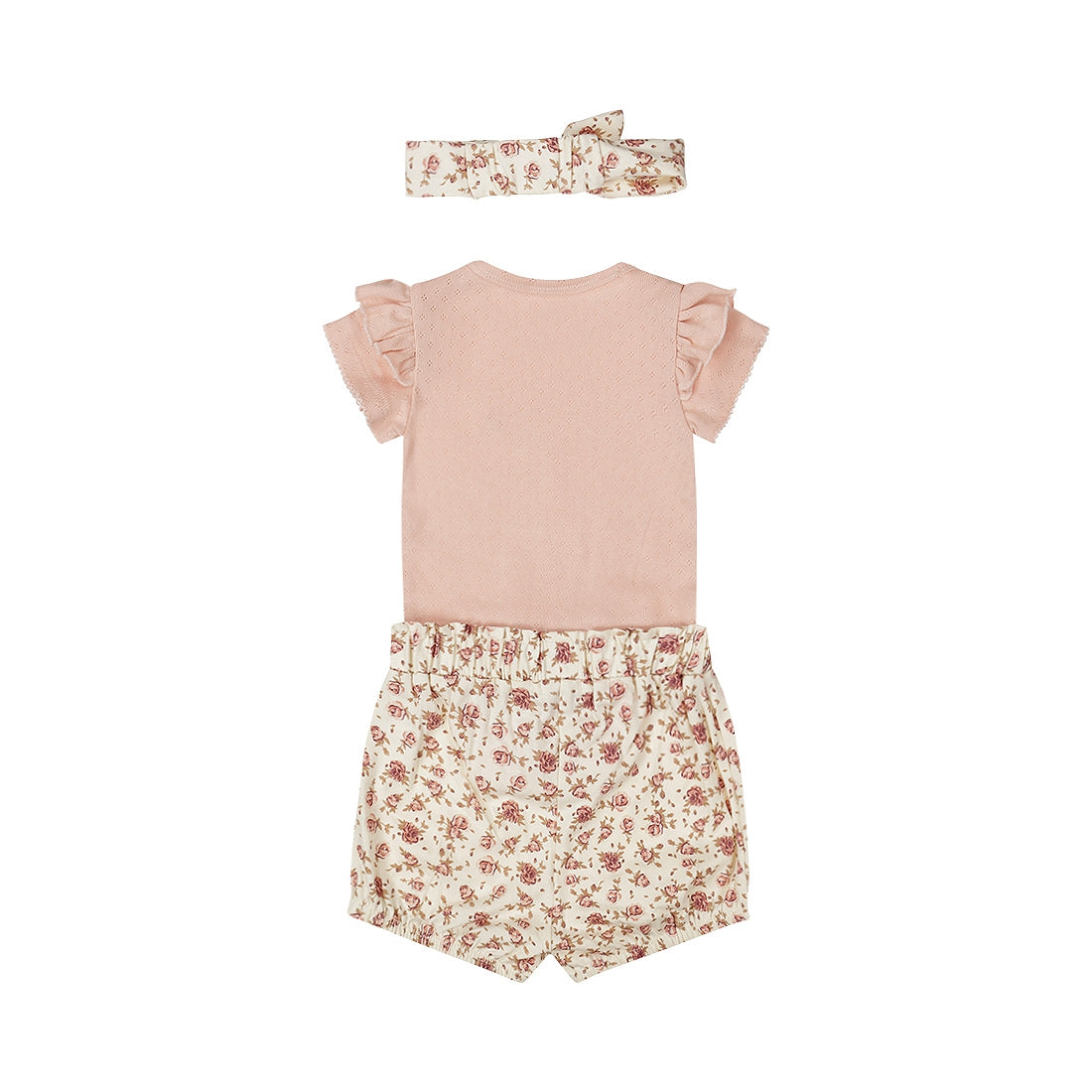 Dirkje-Meisjes 2 pce babypakje ss + headband-Light Coral