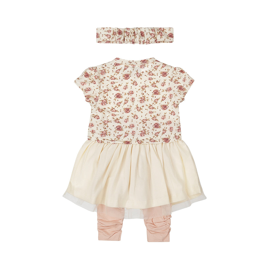 Dirkje-Meisjes 2 pce babypakje ss + headband-Light Coral