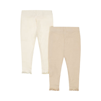 Dirkje-Meisjes 2-pack leggings-Beige