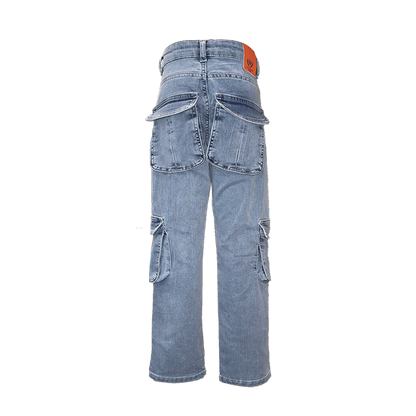 Dutch Dream Denim-Jongens Broek- Mwamba-Cargo Jeans regular-Blauw