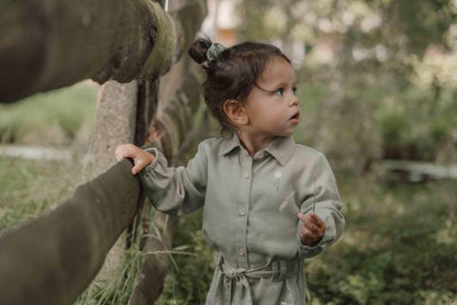 Little Dutch-Meisjes Jurk lange mouw -Groen