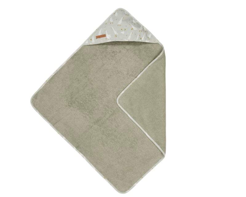 Little Dutch-Handdoek met capuchon Little Goose-75x75 cm -Olijf