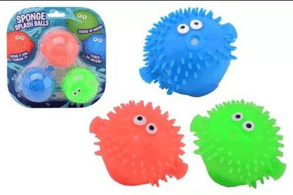 Aqua Fun Fluffy spons water ballen 3 stuks op kaart-Meerdere kleuren