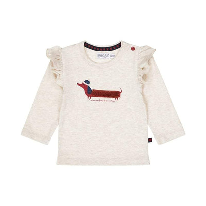 Dirkje-Meisjes T-shirt Ls-Beige grijs