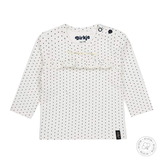 Dirkje-Baby Meisjes  t-shirt l.s Bio Cotton-Gebroken wit