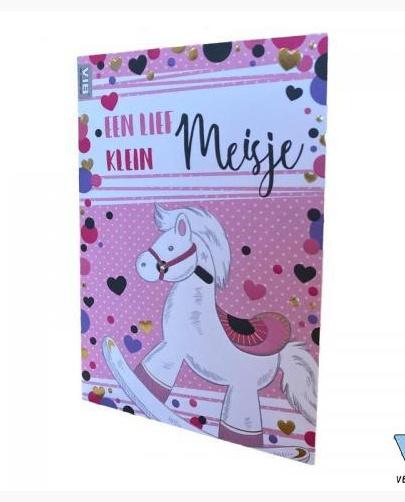 VIB-Wenskaart Folie/Embossing 'Een lief klein Meisje'- Roze