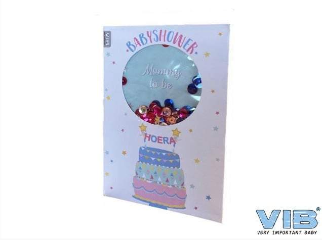 VIB-Kaart Wenskaart Schudbaar met Glitters Baby Shower Unisex Multi