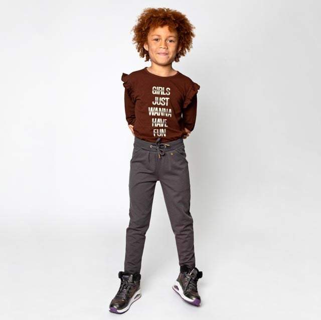 No Way Monday-Girls T-shirt ls-Brown