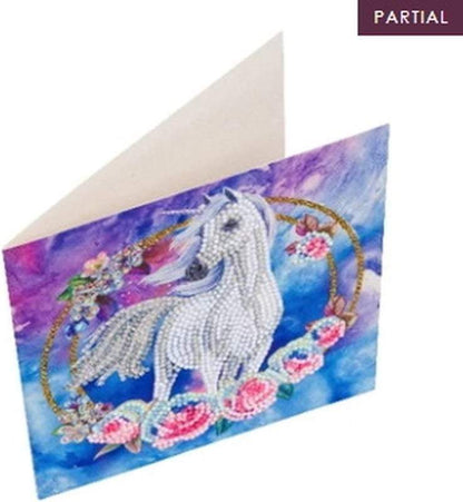 Craft Buddy- Card Kit-Diamondpainting Crystal Art Kaart eenhoorn 18x18cm