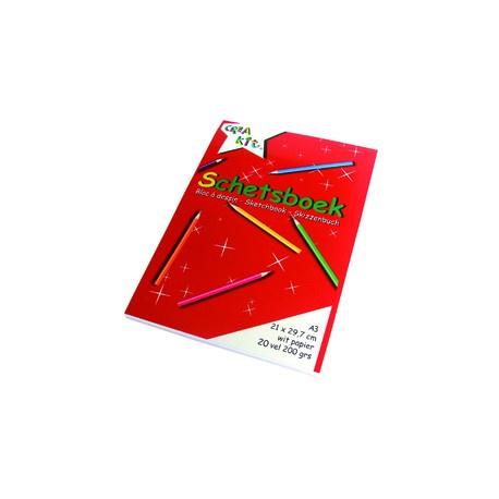 Crea Kit-CW-Schetsboek-wit papier A3 200 gr-Red