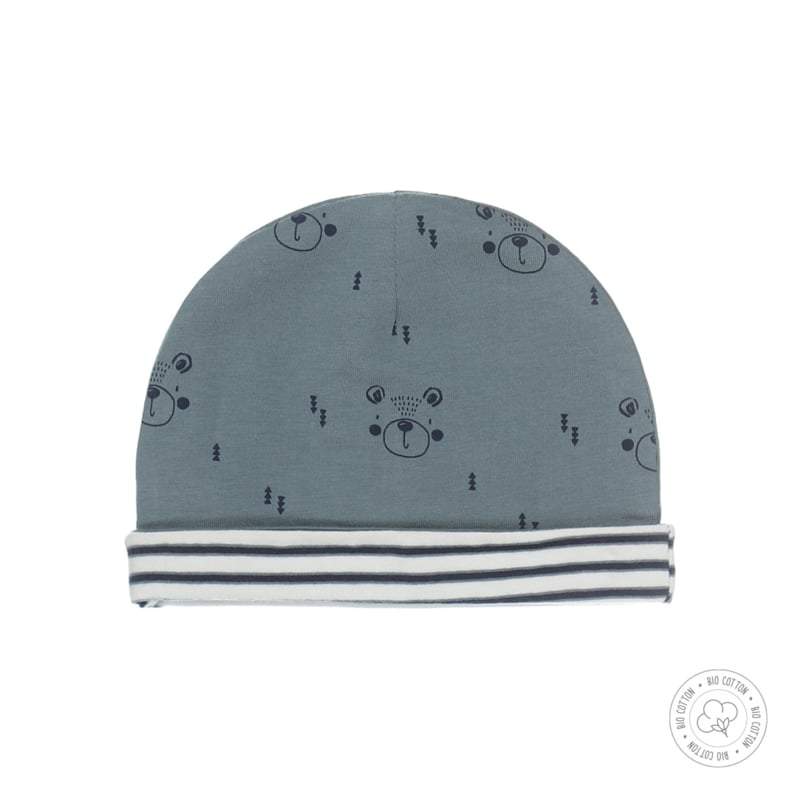 Dirkje-Baby Boys hat reversible Bio Cotton-Dusty green + off white