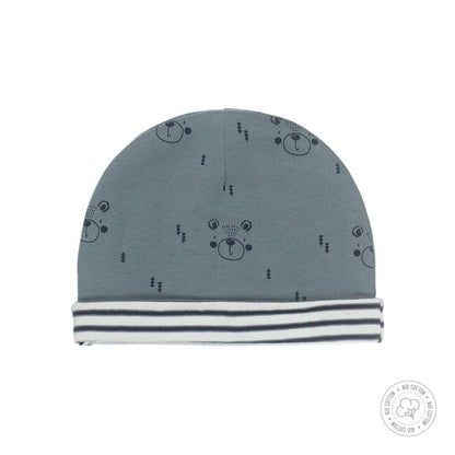 Dirkje-Baby Boys hat reversible Bio Cotton-Dusty green + off white