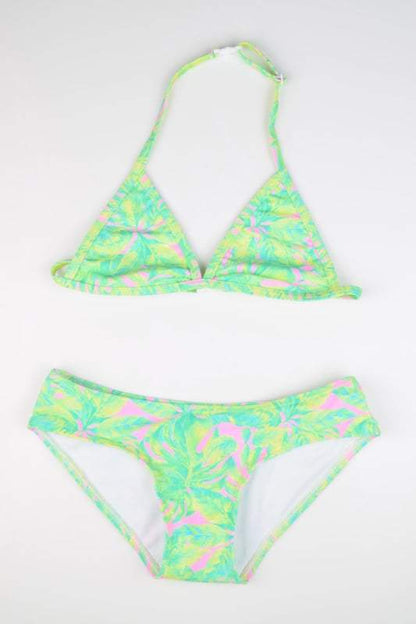 Just Beach-Meisjes Bikini Goa- leaves pink-Green