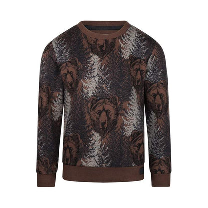 Koko Noko-Jongens Sweater met een ronde hals-Donker bruin