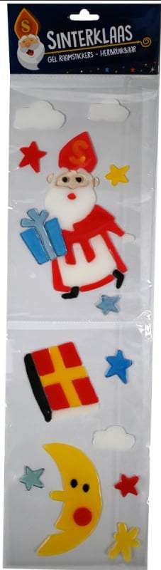 Sinterklaas Gel Raamstickers- Sint en maan