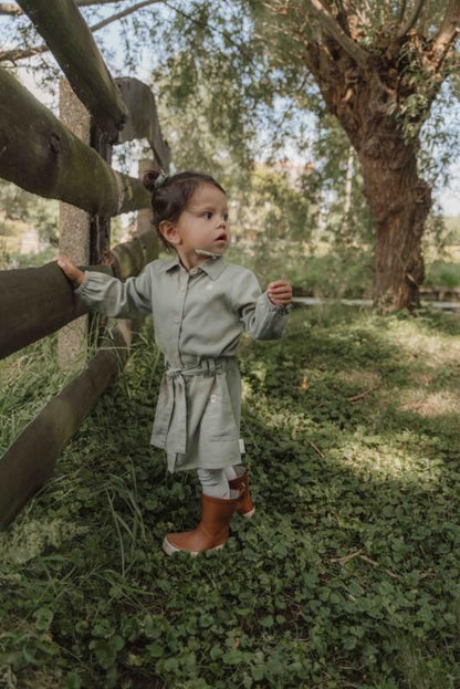 Little Dutch-Meisjes Jurk lange mouw -Groen