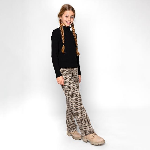 No Way Monday-Girls Trousers wide leg-Beige