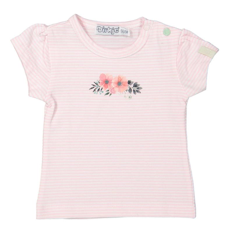 Dirkje-meisjes t-shirt- Licht roze streep