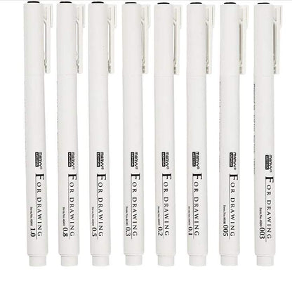 Creotime-Fine Line Drawing Markers-8pcs-waterproof-Black