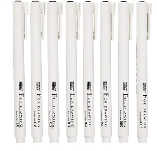 Creotime-Fine Line Drawing Markers-8pcs-waterproof-Black