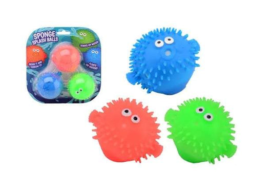 Aqua Fun Fluffy spons water ballen 3 stuks op kaart-Meerdere kleuren