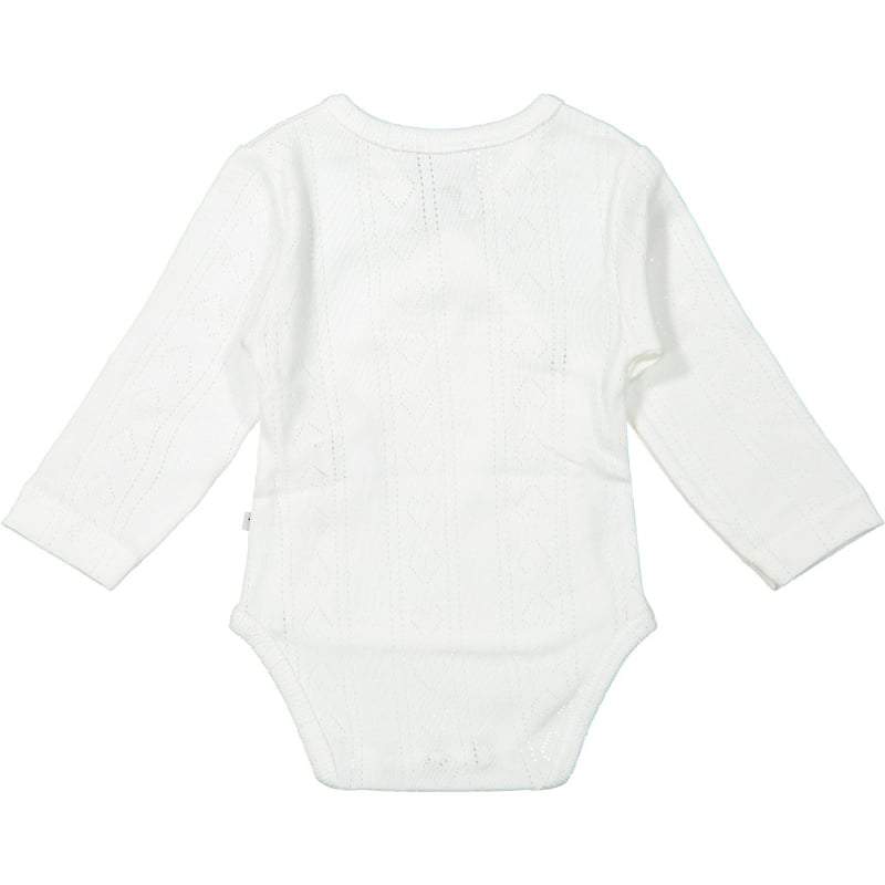 Klein Baby-Romper lange mouw met overslag-Jaquard-Gebroken wit