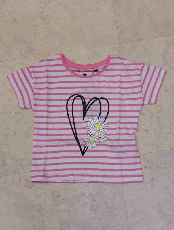 Blue Seven-Meisjes T-shirt-Azalea-striped-Roze