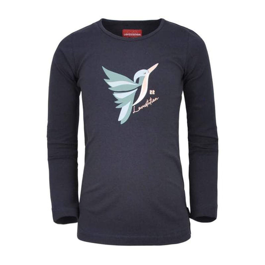 Lovestation22-Meisjes Shirt Longsleeve Roxanne-Donker blauw