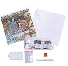 Chrystel Card Kit-Diamond Painting Kerstkaart Winter Donkeys 18 x 18 cm-Multi Color