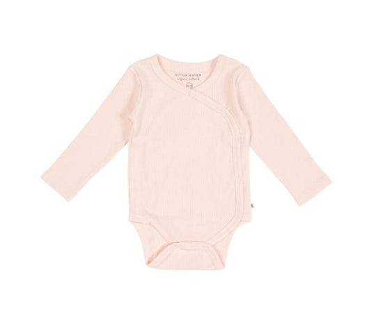 Little Dutch-Meisjes Romper overslag lange mouw -Rib roze