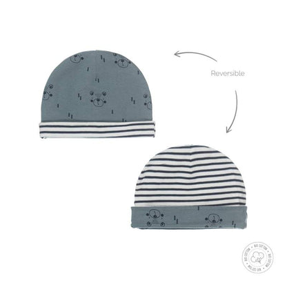 Dirkje-Baby Boys hat reversible Bio Cotton-Dusty green + off white