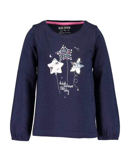 Blue Seven-Kids Meisjes T-shirt-Nacht blauw