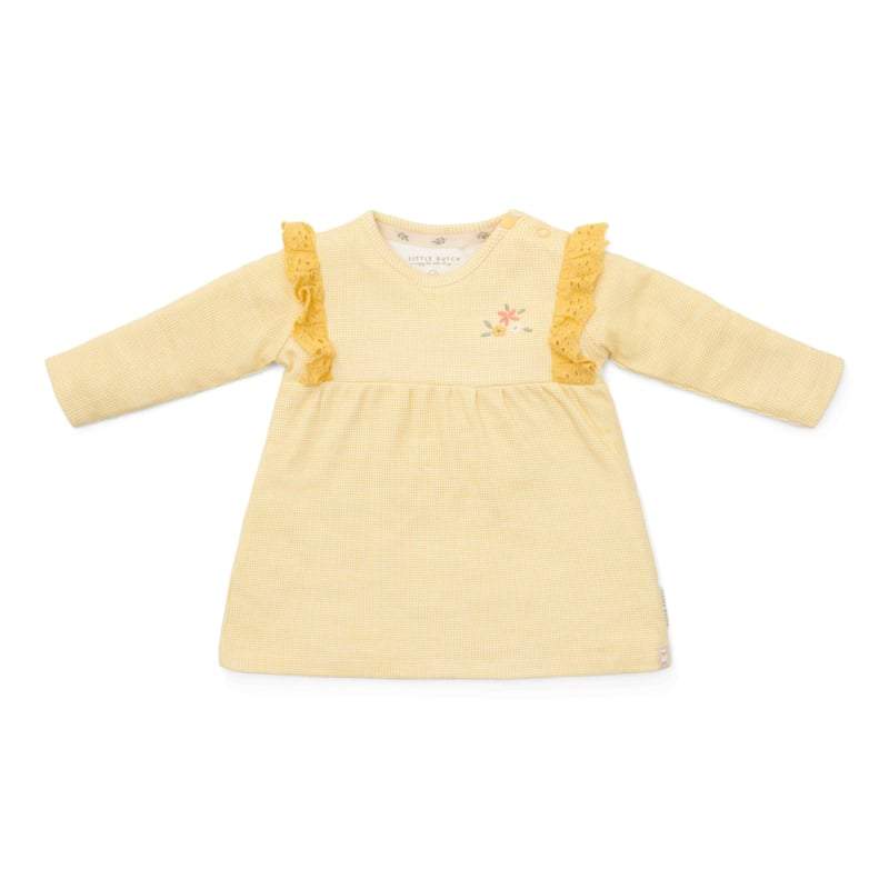 Little Dutch Meisjes-Jurk lange mouw -Warm Yellow Geruit