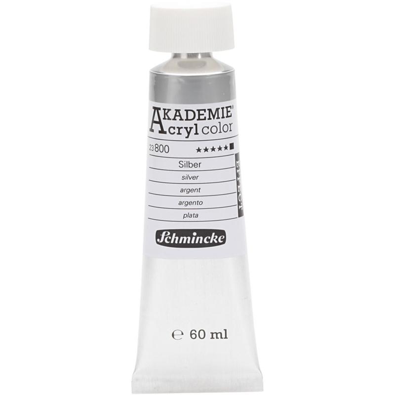 Acryl color-silver (800), opaque, extr. fade resistant, 60ml-Schmincke AKADEMIE