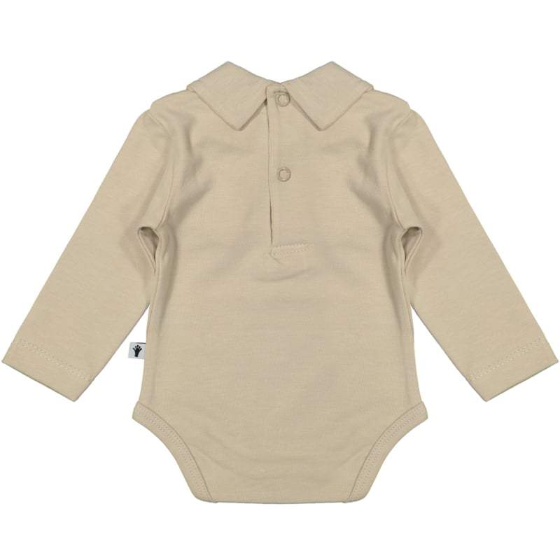 Klein Baby-Polo Romper lange mouw met kraag -Oxford Tan Beige