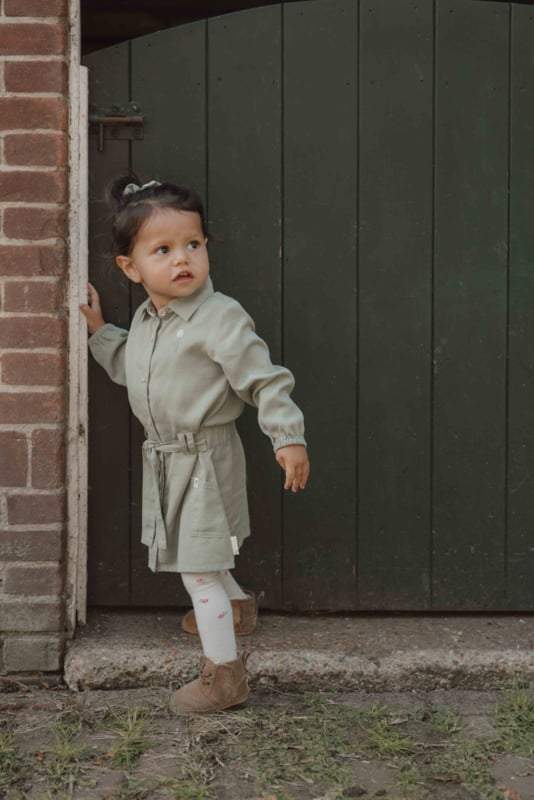 Little Dutch-Meisjes Jurk lange mouw -Groen