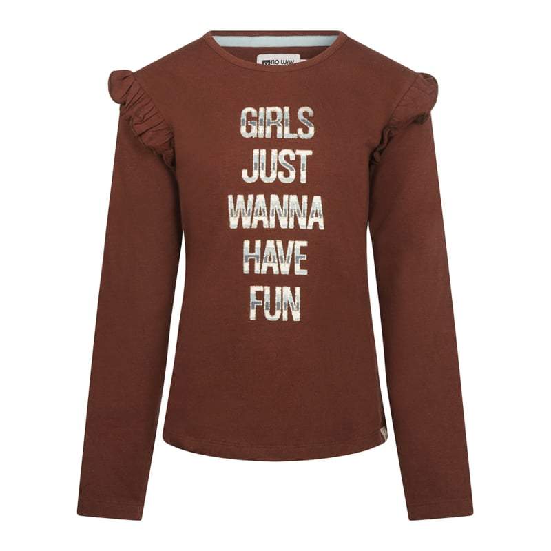 No Way Monday-Girls T-shirt ls-Brown