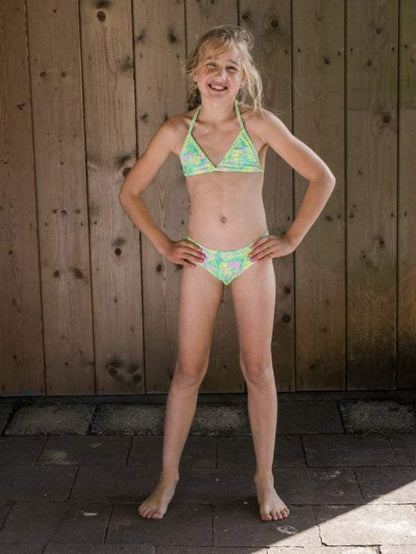 Just Beach-Meisjes Bikini Goa- leaves pink-Green