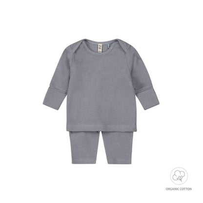 Dirkje-2 pce jongens babypakje organic cotton-Faded Blue