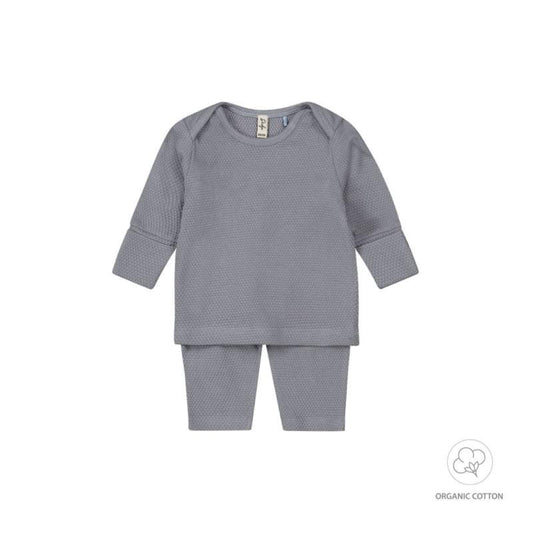 Dirkje-2 pce jongens babypakje organic cotton-Faded Blue