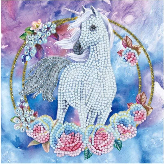 Craft Buddy- Card Kit-Diamondpainting Crystal Art Kaart eenhoorn 18x18cm